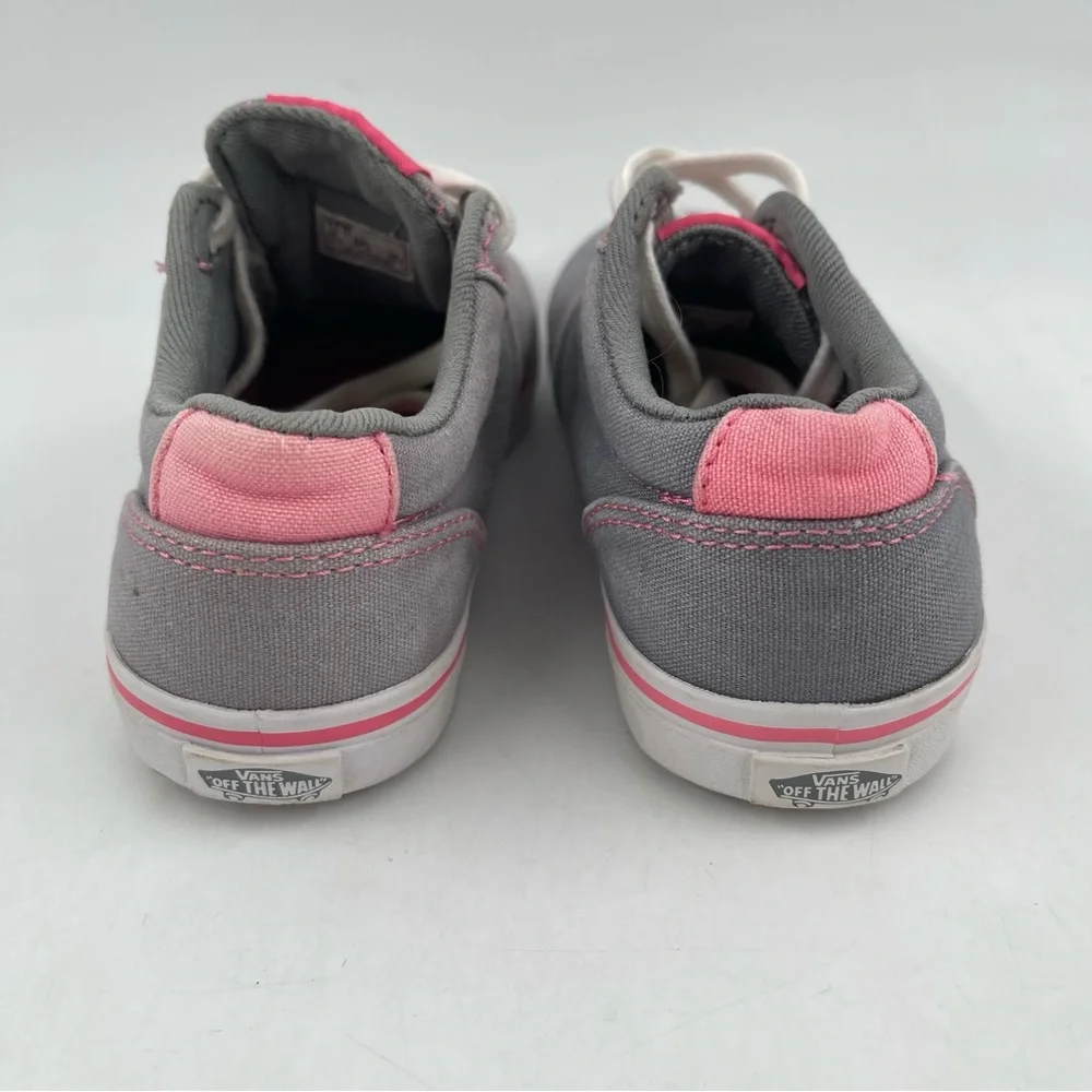 Vans Girl’s Atwood Off the Wall Grey Pink Cushioned Tongue Canvas Sneaker-SZ 11C
